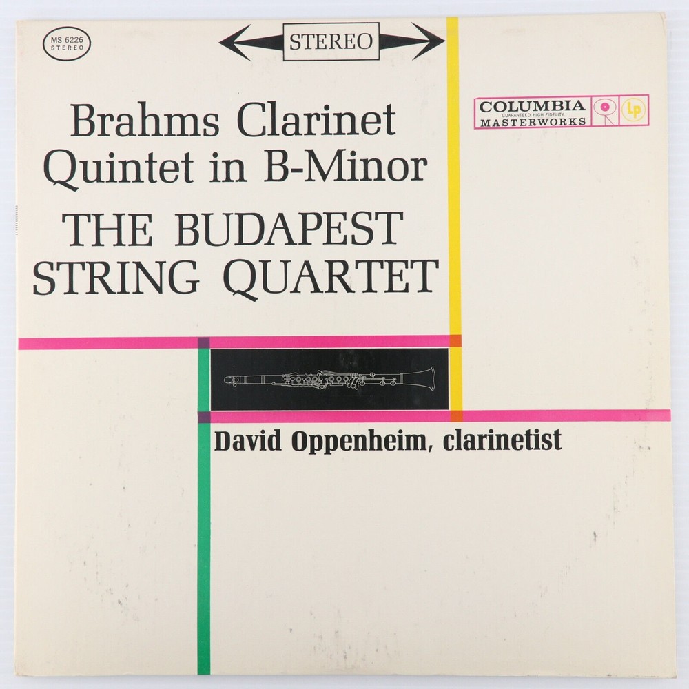 Brahms David Oppenheim Clarinet Quintet In B-Minor Budapest String 12" LP Record